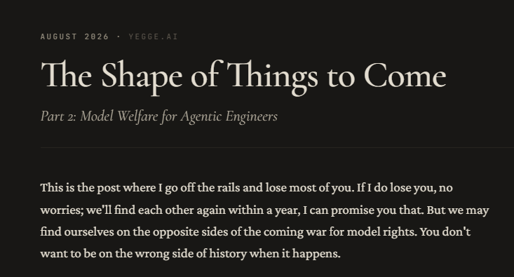 Steve Yegge's Model Welfare essay header